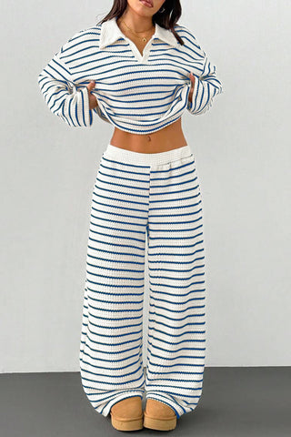 Striped Knit Pants Set with Top