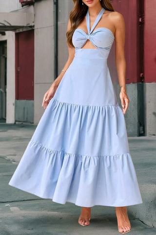 Halter Cutout Tiered Maxi Dress
