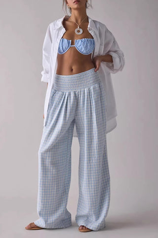 Relaxed Fit Checkered Casual Pants