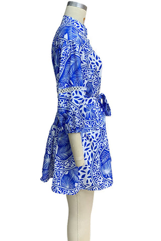 Boho Print Button-Down Mini Dress