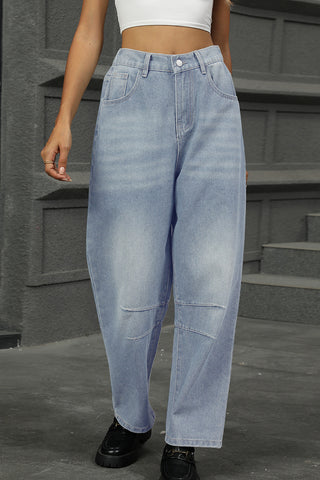 High-Waisted Straight-Leg Jeans
