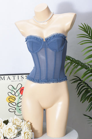 Strapless Mesh Bustier Top