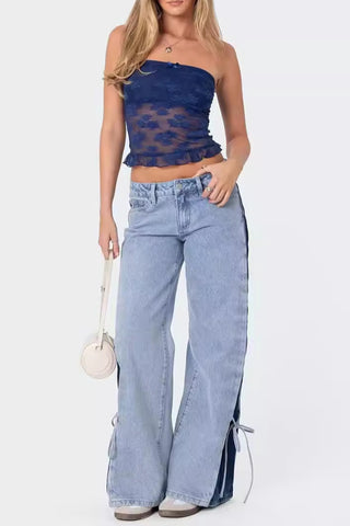 Wide-Leg Tie-Detail Jeans