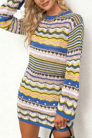 Multicolor Knit Sweater Dress