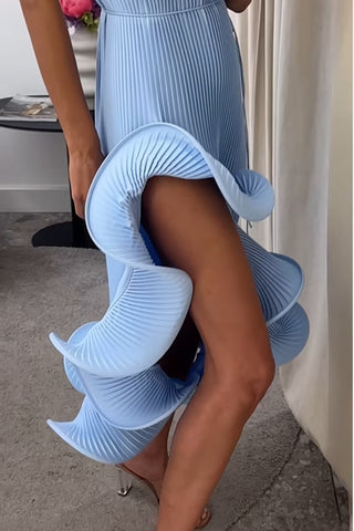 Halter Neck Ruffled Circle Dress