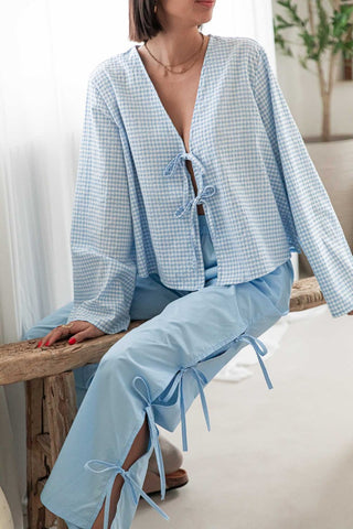 Tie-Side Casual Wide-Leg Trousers