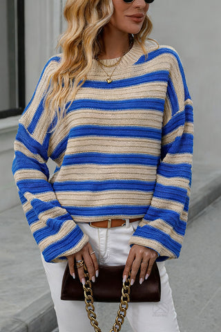 Striped Knit Pullover Sweater