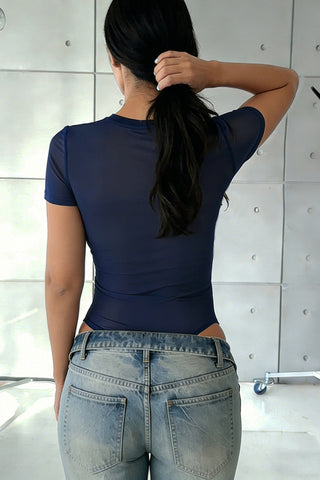 Star Appliqué Sheer Bodysuit