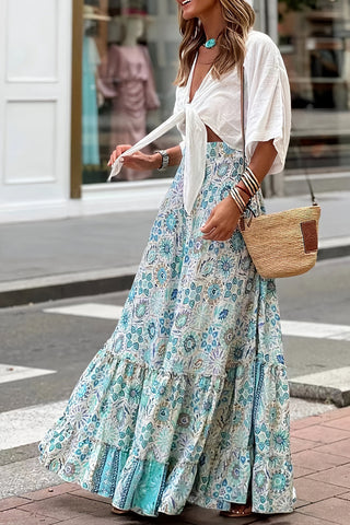 Floral Tiered Maxi Skirt