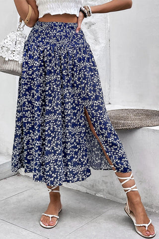 Floral High-Slit Skirt