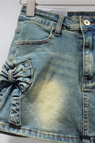 Embellished Denim Mini Skirt