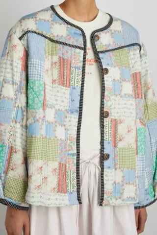 Patchwork Button-Front Coat