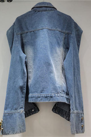 Embellished Denim Cropped Jacket