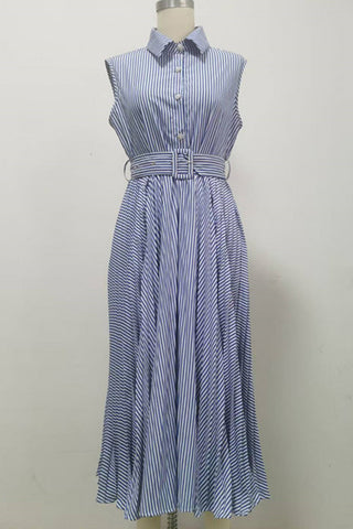 Striped Button-Front Casual Dress
