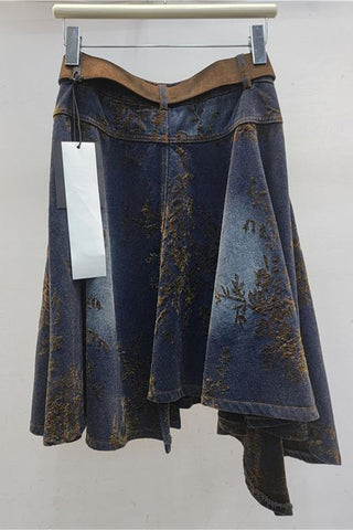 Belted Floral Midi Skirt