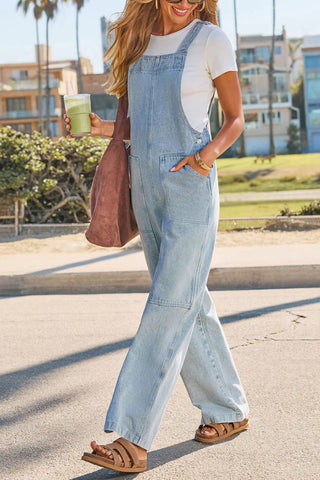 Casual Wide-Leg Denim Jumpsuit
