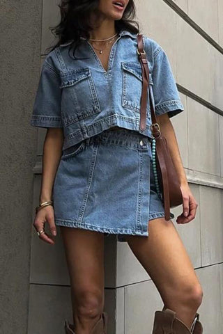 Chic Button-Front Skirt Set