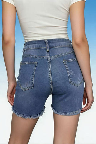 Frayed Hem Denim Shorts