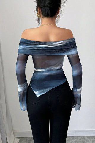 Off-Shoulder Long Sleeve Blouse