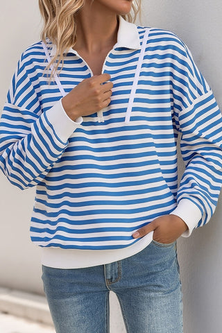 Striped Zip-Up Sweatshirt