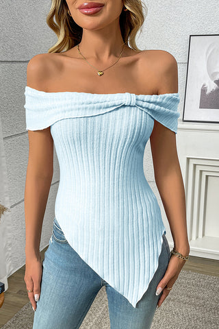 Off-Shoulder Ribbed T-Shirt