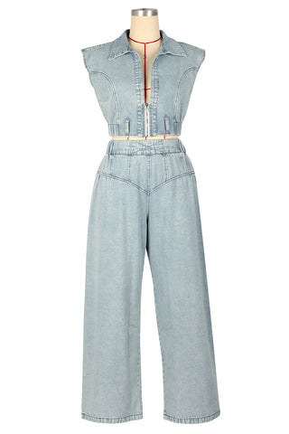 Stylish Crop Top and Wide-Leg Pants Set