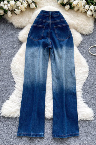 Distressed Straight Jeans