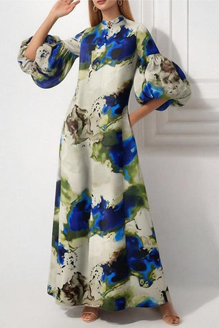 Statement Puff-Sleeve Maxi Dress