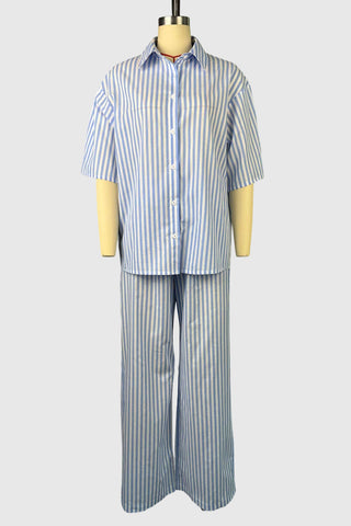 Striped Button-Down Pants Set