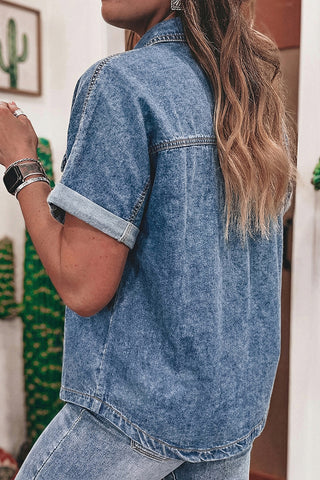 Button-Front Denim Shirt