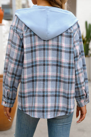 Casual Plaid Hooded Shirt