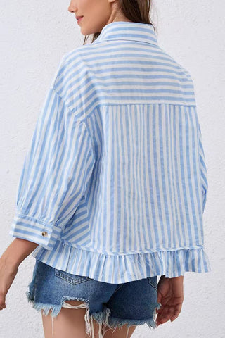 Striped Ruffle Hem Blouse