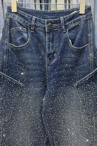 Embellished Barrel Denim Pants