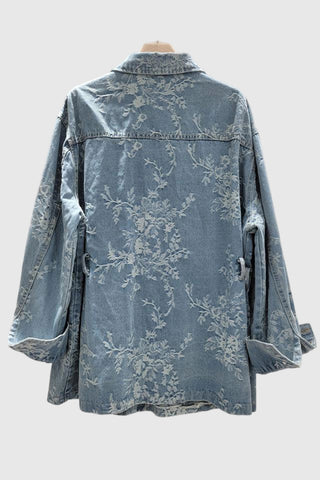 Embellished Denim Jacket with Floral Pattern