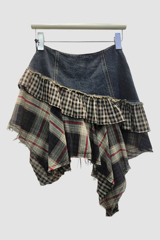 Layered Button-Front Mini Skirt