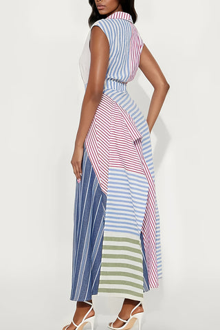 Striped Button-Down Casual Dress