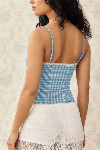 Gingham Lace-Trim Camisole