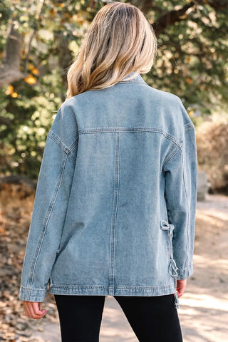 Side Tie Boyfriend Denim Jacket