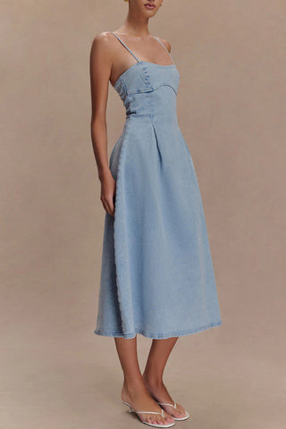 Sleeveless Denim Midi Dress