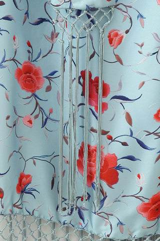 Fringe Hem Floral Asymmetric Dress