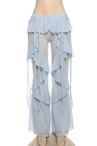 Ruffle-Trim Casual Pants