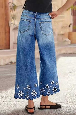Floral Wide-Leg Jeans