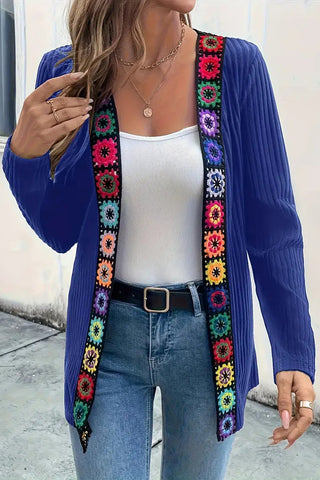 Vibrant Crochet Trim Cardigan