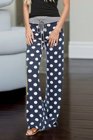 Polka Dot Lounge Pants with Drawstring Waist