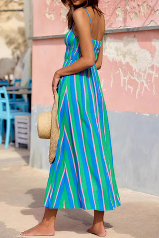 Striped Spaghetti Strap Maxi Dress