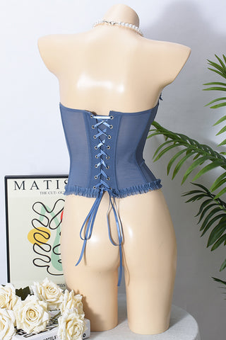 Strapless Mesh Bustier Top