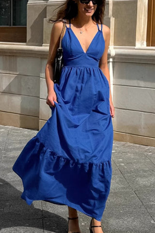 V-Neck Long Casual Dress