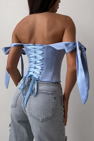 Off-Shoulder Tie Strap Tank Top