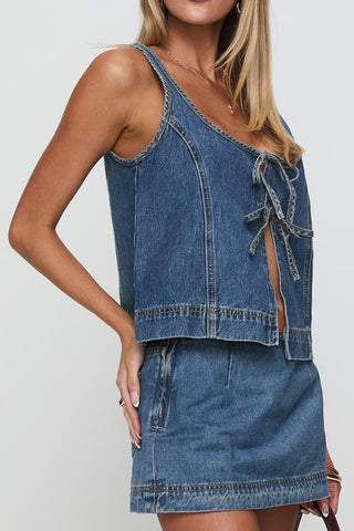 Tie-Front Suit Set Skirt and Top Combo