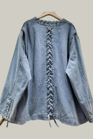 Lace-Up Denim Jacket